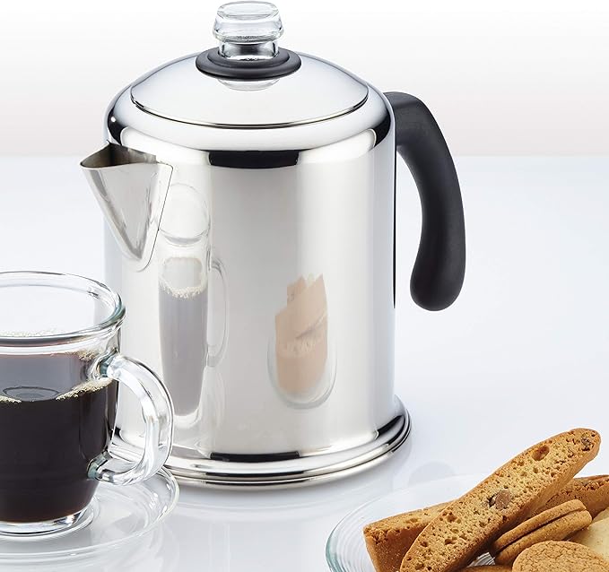 Farberware 50124 Classic Yosemite Stainless Steel Coffee Percolator - 8 Cup, Silver,Stovetop