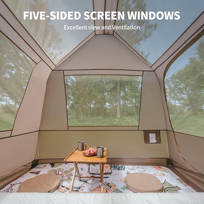 Naturehike Village 5.0 Blackout Tent, 4 Person Tents for Camping, Easy Set up Instant Pop up Tent with Awning & Awning Poles