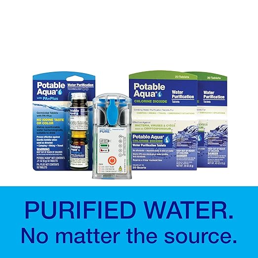 Potable Aqua Water Purification, Water Treatment Tablets - 50 count Bottle