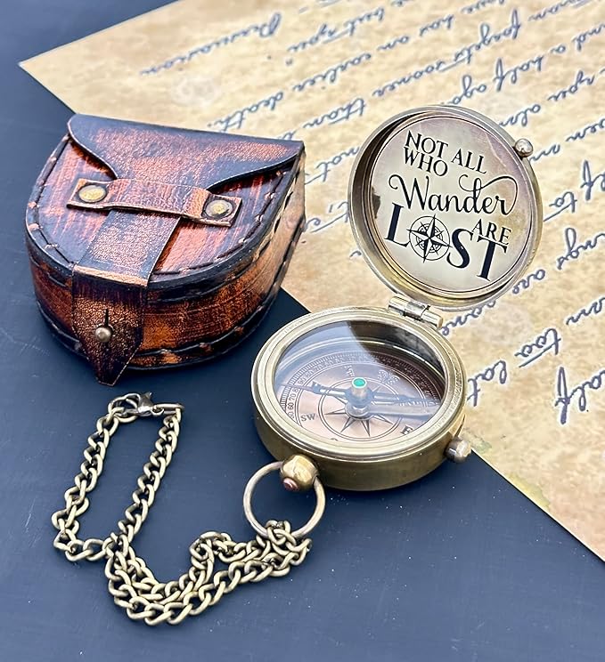 Engraved Compass - NOT All WHO Wander are Lost - Unique Gifts for Fathers, dad, for him Gifts Husband, Husband, Men's Graduation Gifts, Unique Gifts for Anniversary