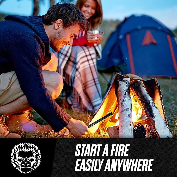 Premium Ferro Rod Fire Starter - Gift Box 6", 4 1/2" Ferrocerium Rod Survival Kit - 3 in 1 Magnesium Flint and Steel Set with Paracord & Scraper - Lightweight Emergency Camping Tool