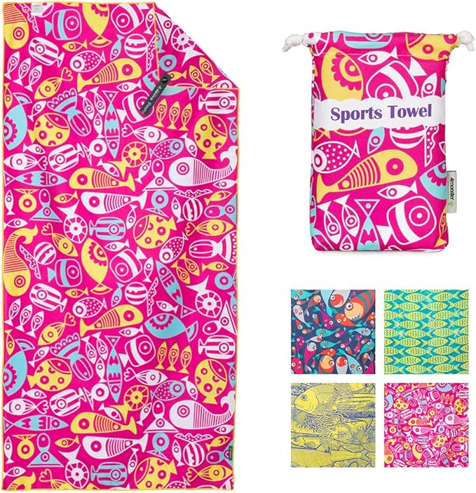 4Monster Microfiber Beach Towel Quick Dry,Super Absorbent Lightweight Travel Towel for Swimmers, Sand Free Camping Towel, Beach Towels for Pool, Swim, Water Sports,Yoga,Gym,Backpacking