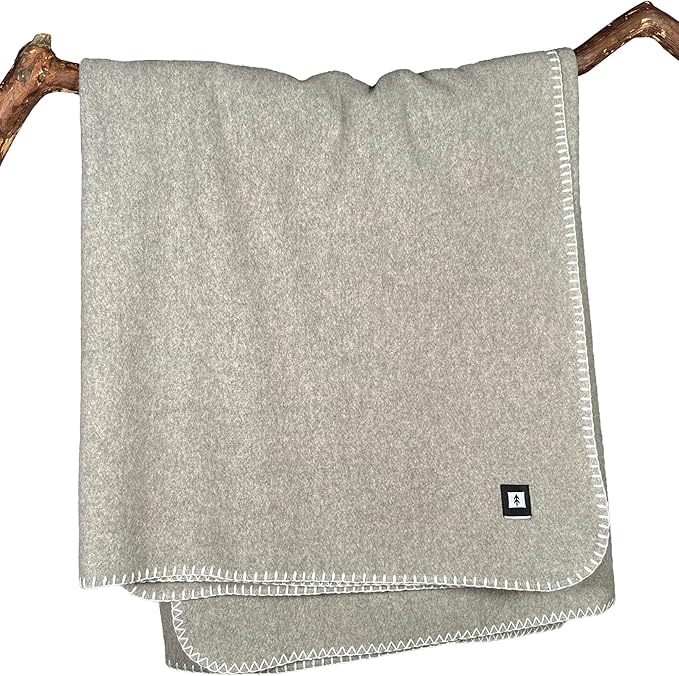EKTOS 100% Virgin Wool Blanket, 50" x 60", Great Couch Throws, Lap Blankets (Light Gray, Throw Size)