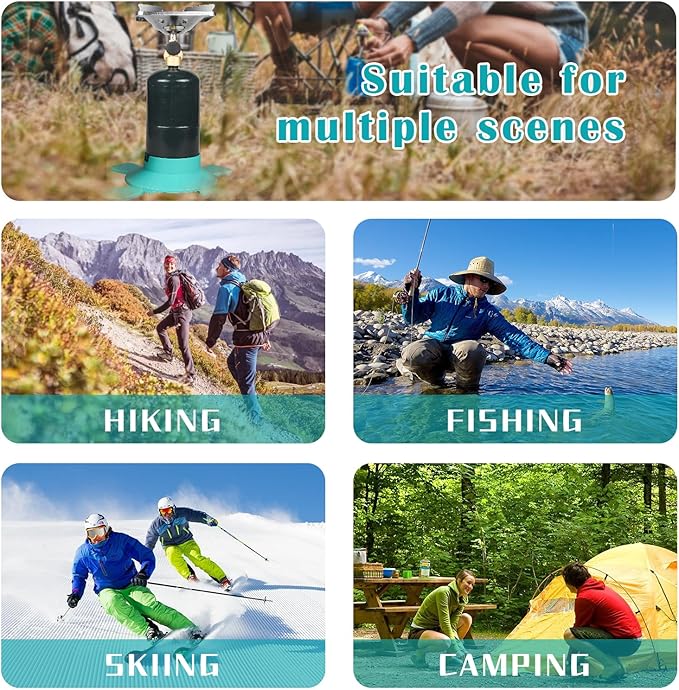 DOMINOX 10,000 BTU Propane Camping Stove, Portable Adjustable Flame Camping Stove with Gas Cylinder Base, Portable Backpacking Stove for Camping, Outdoor, Travel, Hiking (Propane Tank Not Included)