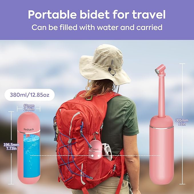Portable Bidet Peri Bottle for Women Travel Men Personal Bidet Handheld Bidet (Pink)