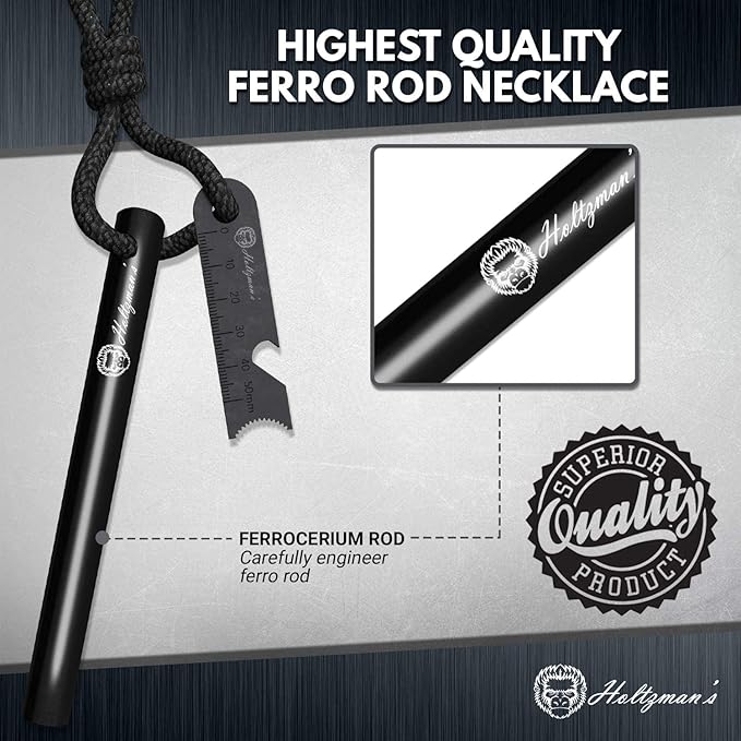 Premium Ferro Rod Fire Starter - Gift Box 6", 4 1/2" Ferrocerium Rod Survival Kit - 3 in 1 Magnesium Flint and Steel Set with Paracord & Scraper - Lightweight Emergency Camping Tool
