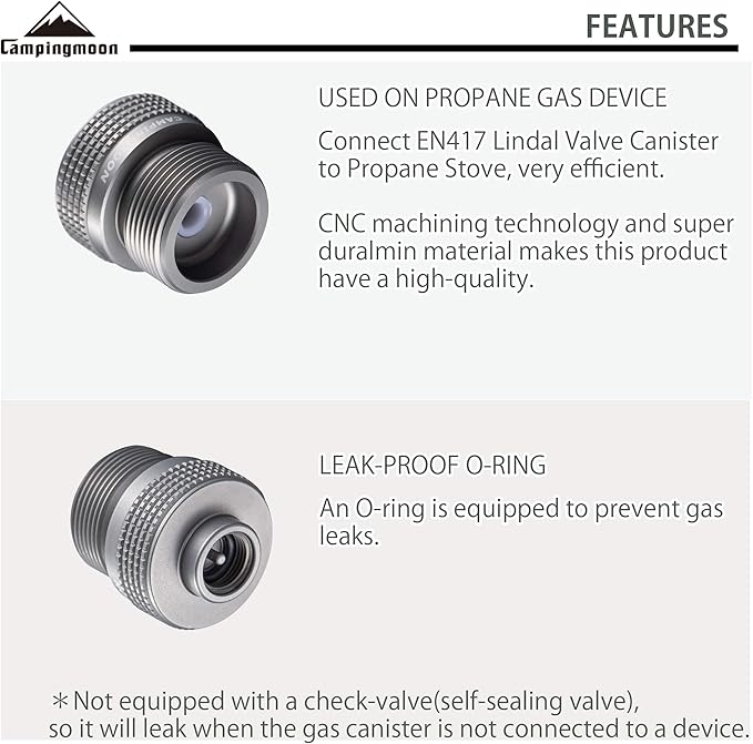 CAMPINGMOON Camping Grill Propane Gas Stove Adapter, Input: EN417 Lindal Valve Canister, Output: Propane Gas Stove Z20