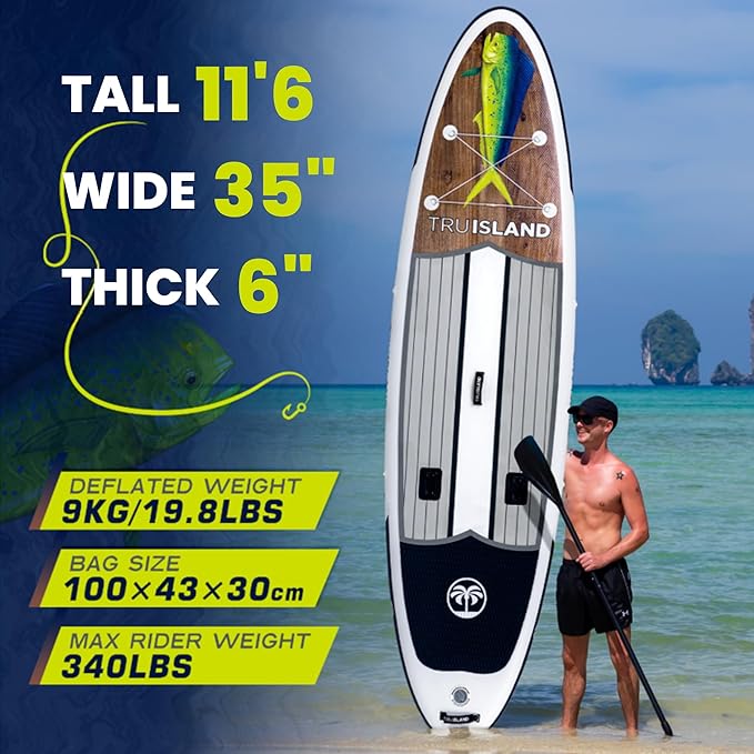 TRUISLAND Inflatable Paddle Board, Stand Up Paddle Board with Backpack, Non-Slip Thickened Deckpad, Waterproof Phone Case, Leash, Paddle, Hand Pump