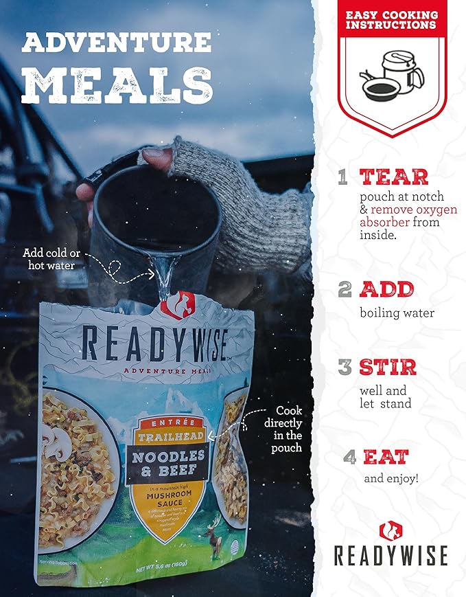 READYWISE - Outdoor Breakfast Skillet, 2.5 Servings, Pack of 1, Emergency Preparedness, Freeze Dried Food, MRE, Snack Pack, Survival Food, Emergency Food for Backpacking, Camping, and Hiking