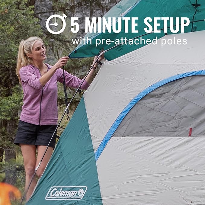 Coleman Skydome Tent with 5 Minute Setup,Weatherproof Tent with Rainfly & Carry Bag, 20% More Headroom Than Traditional Canopies