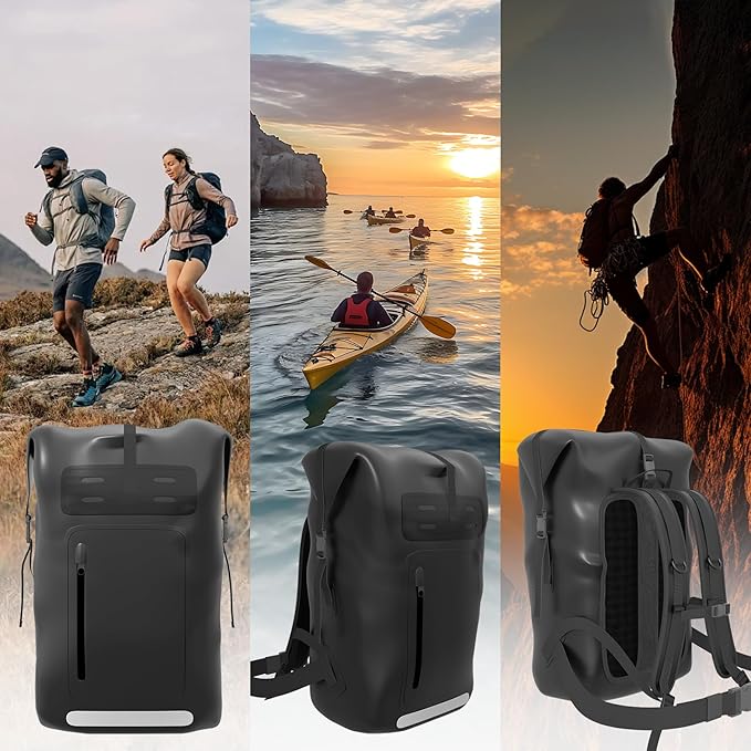 Waterproof Backpack,Heavy Duty Hiking Backpack,35/55/85L dry bag backpack waterproof for Men,Roll-Top Closure,for Kayaking, Travel, Hiking, Fishing, Camping, Motorcycles (black, 35L)