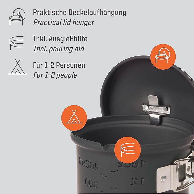 Esbit CS585HA 3-Piece Lightweight Camping Cook Set for Use with Solid Fuel Tablets