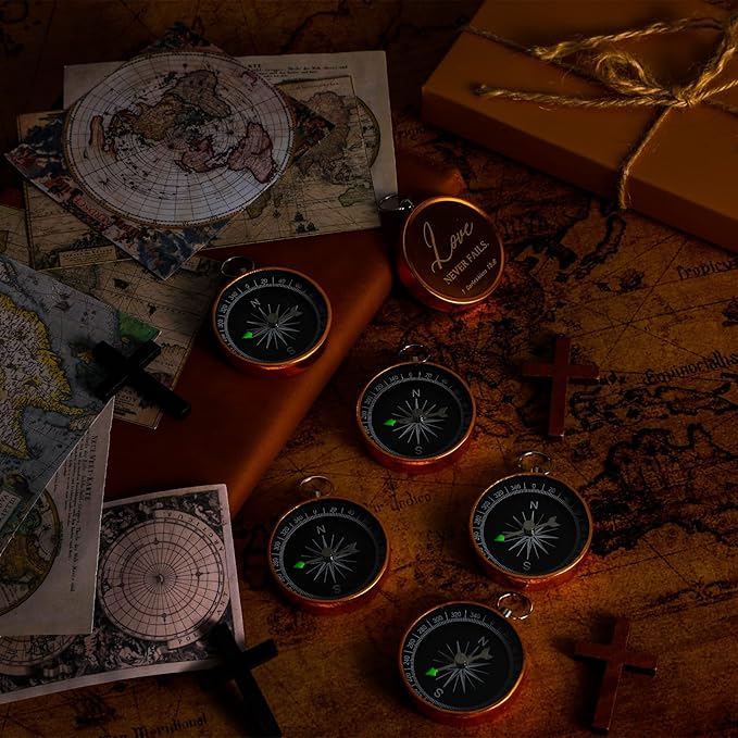 Fumete Christian Gift Compasses Hiking Scripture Religious Bible Vintage Church Sunday School Gift for Student Teacher