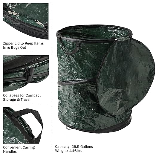 29.5-Gallon Pop Up Outdoor Garbage Can - Collapsible Trash Can for Parties, Yard Waste, or Laundry - Camping Accessories by Wakeman
