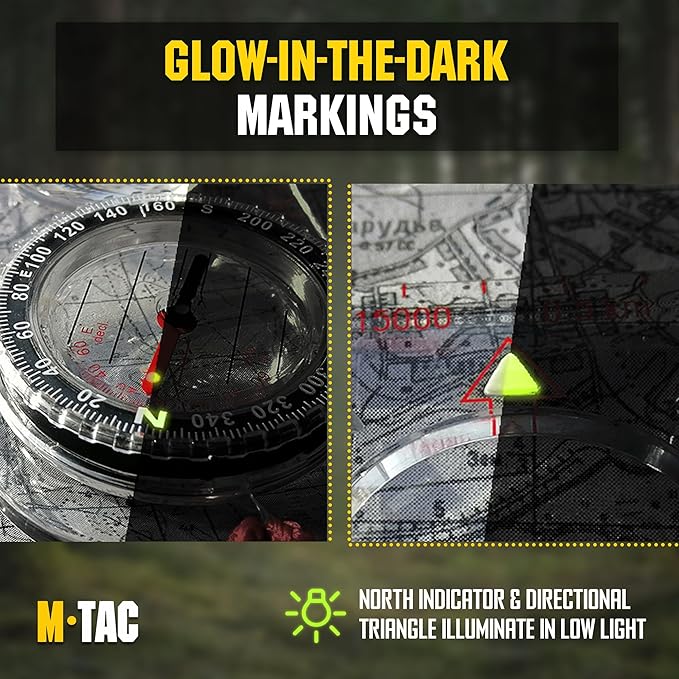 M-Tac Orienteering Compass for Map Reading - Baseplate Compass Survival Hiking Hunting Navigation