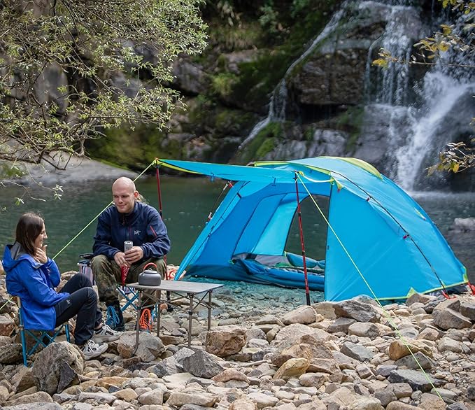 KAZOO 2/4 Person Camping Tent Outdoor Waterproof Family Large Tents 2/4 People Easy Setup Tent with Porch Double Layer