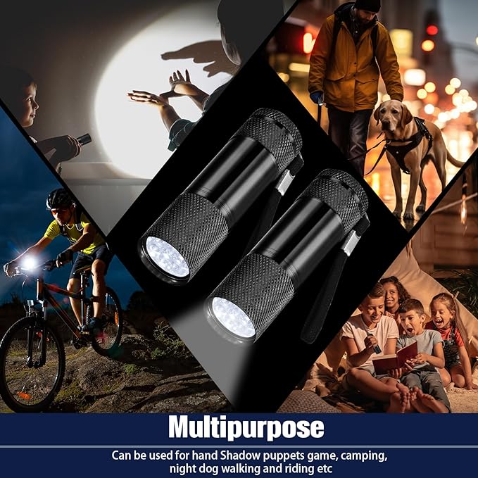 VIHOSE 48 Pcs Mini Flashlights Bulk, Bright Aluminum Handheld Flash Light with Lanyard, Small LED Flashlights for Kids Night Reading Emergency Hurricane Camping Hiking Party Favors(Black)