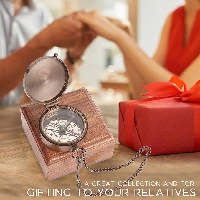 to My Son Compass with Wooden Box-Mom to Son Compass–Father to Son Gifts- to My Grandson -Graduation Day Gifts for Son-Birthday, Baptism, Graduation, Confirmation, Communion Compass for Women Men