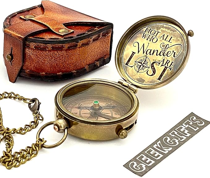 Engraved Compass - NOT All WHO Wander are Lost - Unique Gifts for Fathers, dad, for him Gifts Husband, Husband, Men's Graduation Gifts, Unique Gifts for Anniversary
