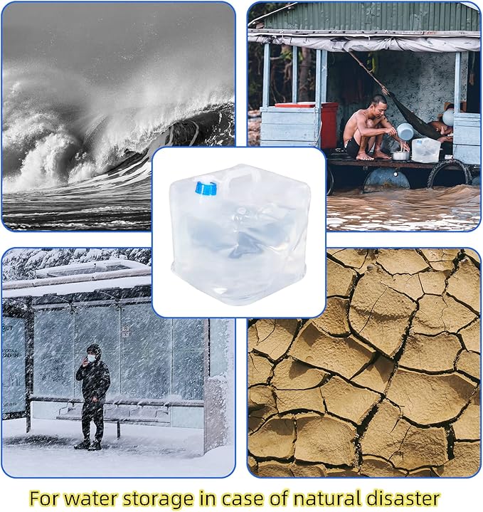 5.3 Gallon Collapsible Water Container with Spigot, Foldable Cube Water Jugs Portable Water Storage for Outdoors Camping Hiking (2pack)