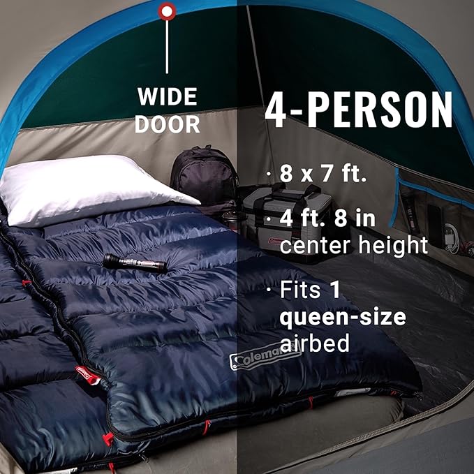 Coleman Skydome Tent with 5 Minute Setup,Weatherproof Tent with Rainfly & Carry Bag, 20% More Headroom Than Traditional Canopies