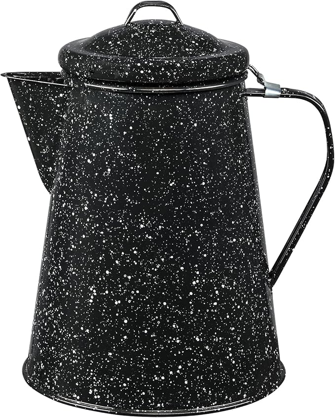 Granite Ware 3 Qt Coffee Boiler. Enameled Steel 12 cups capacity. Perfect for camping, Heat Coffee, Tea and Water directly on stove or fire.