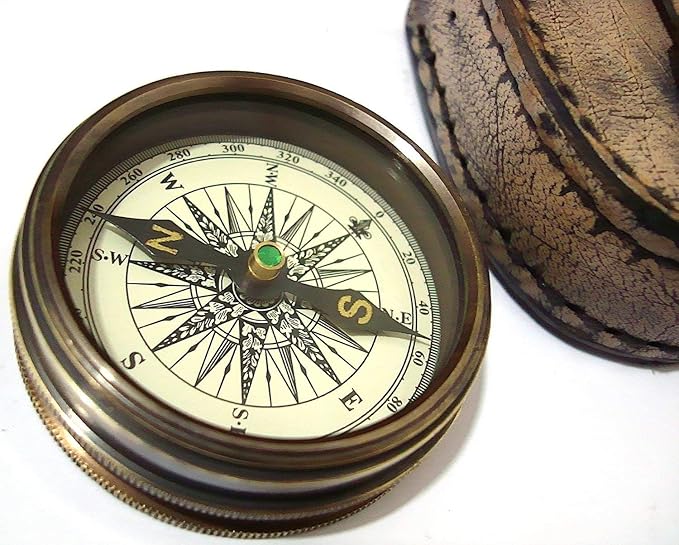 Robert Frost Poem Compass-Pocket Compass w Leather Case Rustic Vintage Home Decor Gifts