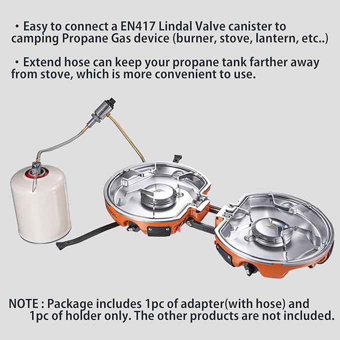 CAMPINGMOON CAG 600 Propane Torch Stove Adapter with Extend Hose(11.8"/30cm), Input: EN417 Lindal Valve Canister, Output: CAG 600 Propane Torch Stove Z29-30