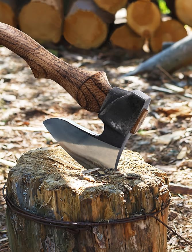Camping Axes and Hatchets - 14" Forged Carving Axe with Leather Sheath, Survival Hatchet Splitting Axe for Chopping Camping Survival