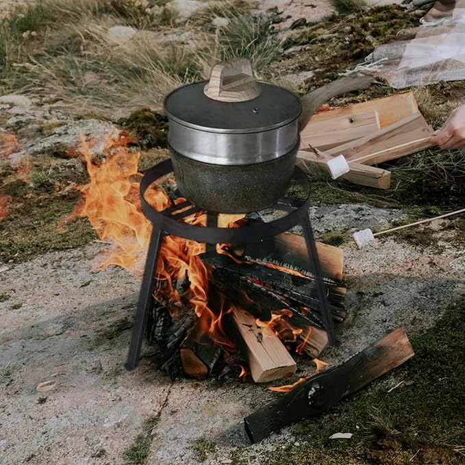 Campfire Tripod Stand for Dutch Oven - Open Campfire Portable Stove for Cooking - Foot Lock Portable Stove