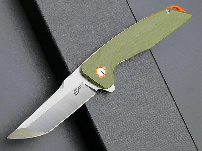 Eafengrow EF926 Pocket Knife D2 Steel Blade Outdoor Tool knives G10 Handle Pocket Clip EDC Knife Ball bearing Knife for Camping Survival Hiking,green