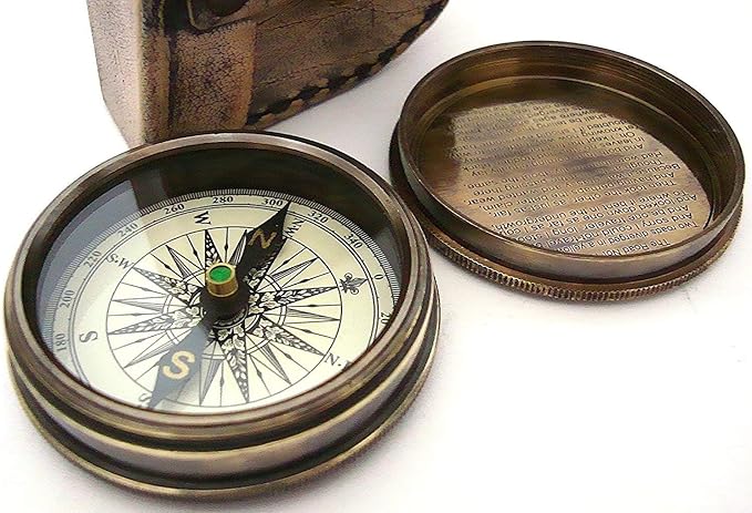Robert Frost Poem Compass-Pocket Compass w Leather Case Rustic Vintage Home Decor Gifts