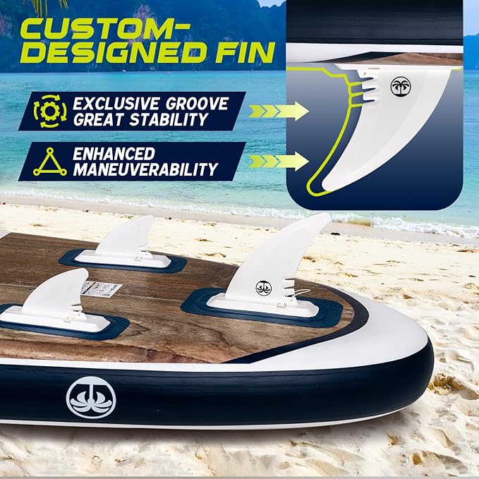 TRUISLAND Inflatable Paddle Board, Stand Up Paddle Board with Backpack, Non-Slip Thickened Deckpad, Waterproof Phone Case, Leash, Paddle, Hand Pump