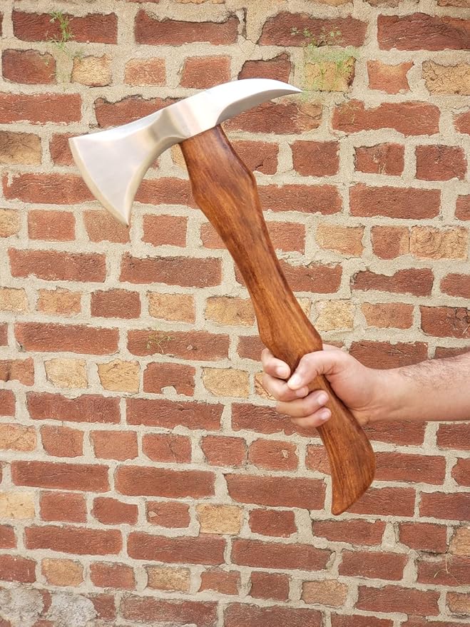 Handmade Forged Stainless Steel Viking Axe, Hatchet with Leather Sheath, Throwing Axe, Camping Axe, Solid Wood Handle Multiple Designs