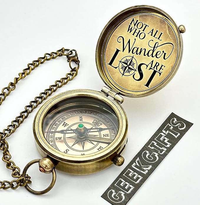 Engraved Compass - NOT All WHO Wander are Lost - Unique Gifts for Fathers, dad, for him Gifts Husband, Husband, Men's Graduation Gifts, Unique Gifts for Anniversary