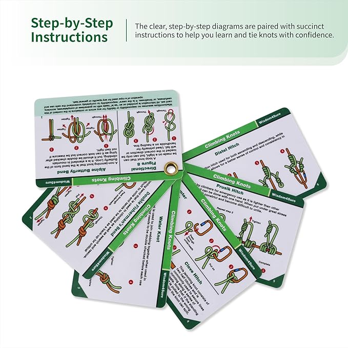 Harrison Howard Wisdom4Sure Comprehensive Knot Card Collection Horse, Outdoor, and Climbing Knots Card Set Waterproof Knot Tying Cards Ultimate Knot Guides