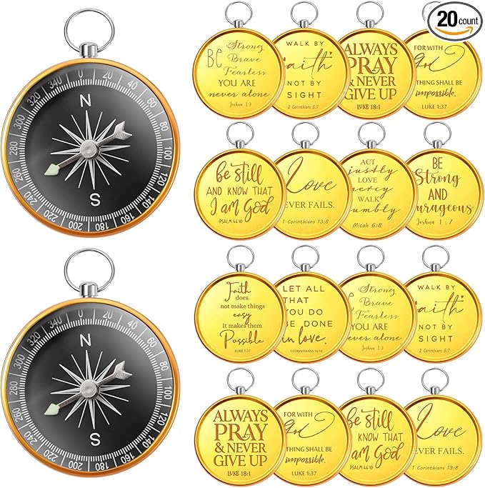Fumete Christian Gift Compasses Hiking Scripture Religious Bible Vintage Church Sunday School Gift for Student Teacher