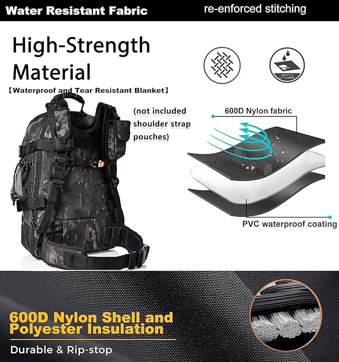 Expandable 40-64L Military Tactical Backpack 3 Day Bag Hiking Gym Sport Camping