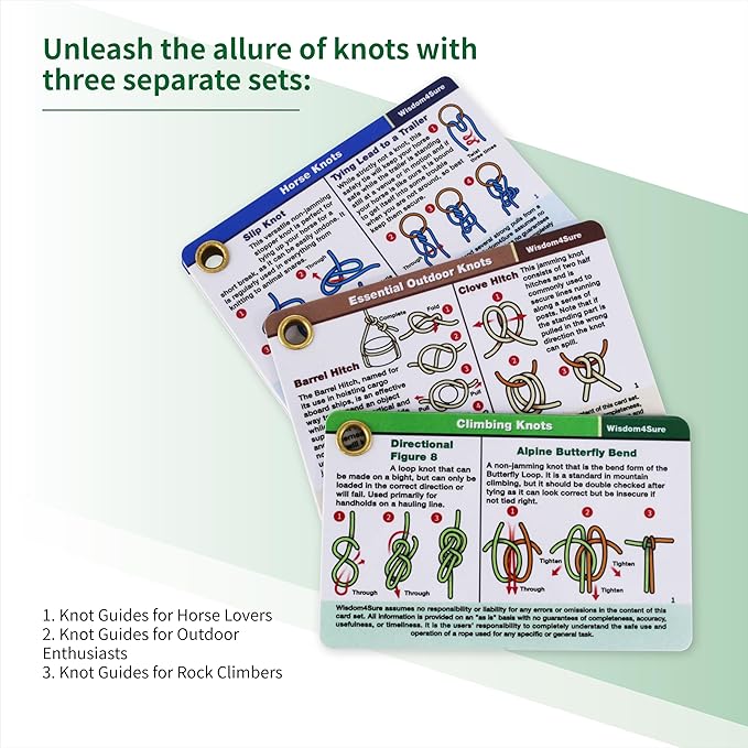 Harrison Howard Wisdom4Sure Comprehensive Knot Card Collection Horse, Outdoor, and Climbing Knots Card Set Waterproof Knot Tying Cards Ultimate Knot Guides
