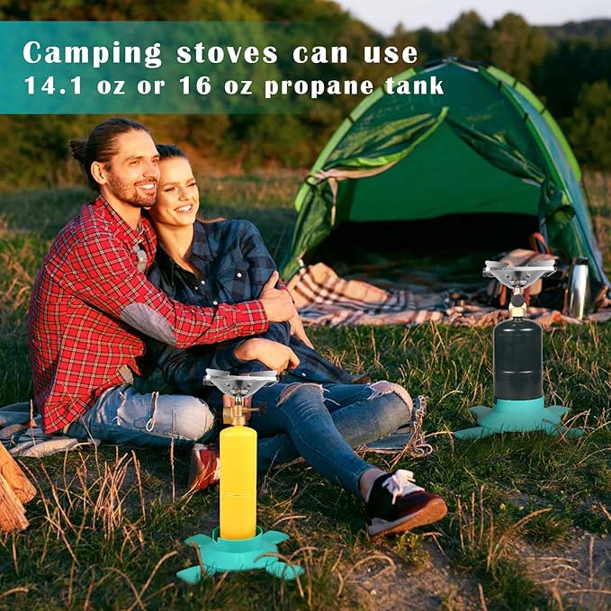 DOMINOX 10,000 BTU Propane Camping Stove, Portable Adjustable Flame Camping Stove with Gas Cylinder Base, Portable Backpacking Stove for Camping, Outdoor, Travel, Hiking (Propane Tank Not Included)