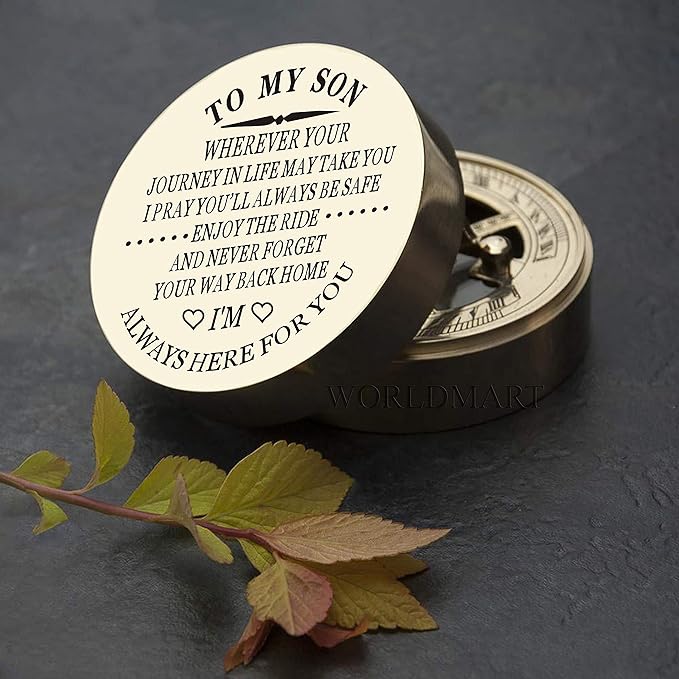 Personalized Compass, Gift for Son, to Our Son, Mom to Son, Dad to Son, Boyfriend, for Customized Compass