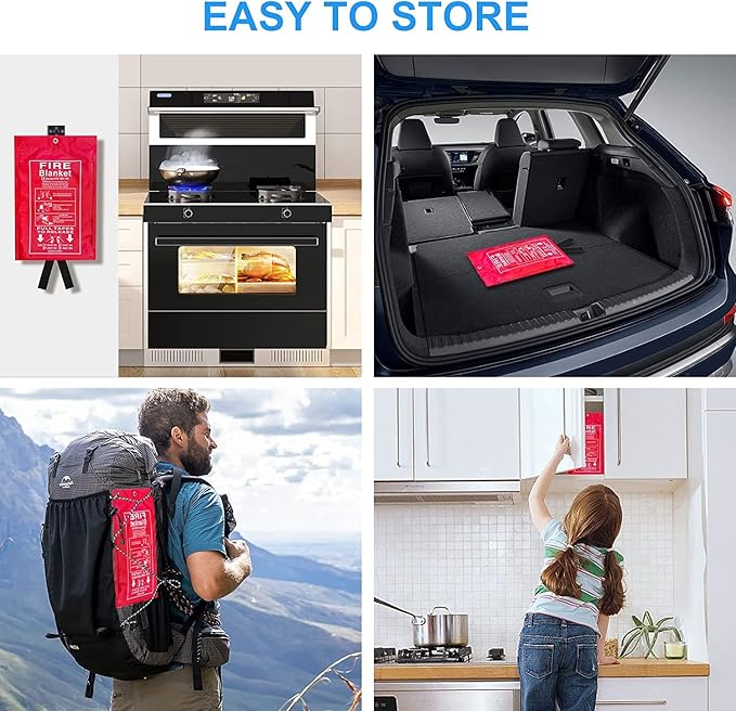 Emergency Fire Blanket for Home and Kitchen (4 Pack) Fire Extinguishers for the House, Deluxe Fire Blankets Emergency for Home Fireproof Blanket Fire Retardant Blankets Fire Spray Emergency Blankets