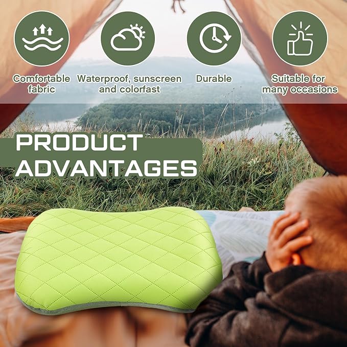 Suzile 4 Pcs Camping Pillows with Removable Cover Sleeping Lightweight Inflatable Pillows Washable Backpacking Pillow with 4 Pcs Carry Bags for Neck Lumbar Support Camping Hiking Backpacking Travel