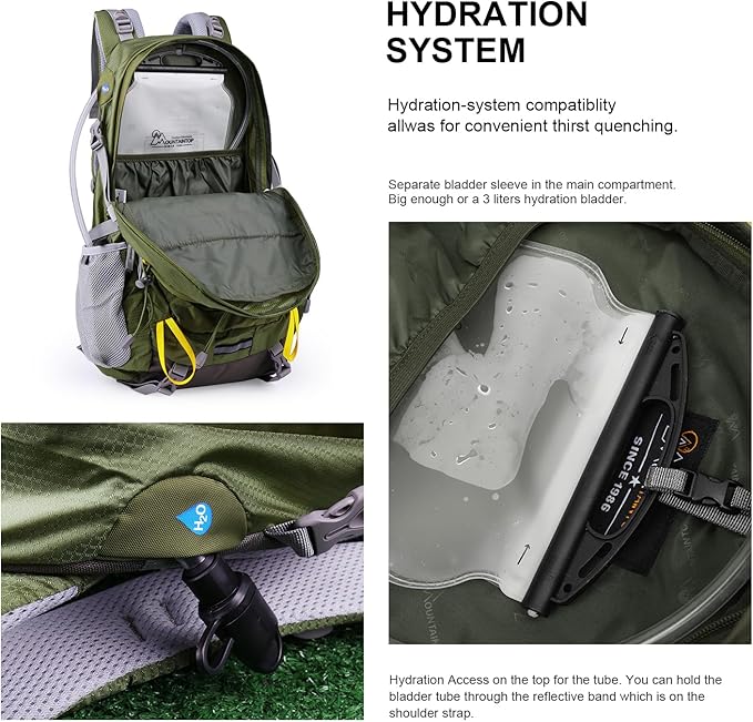MOUNTAINTOP 40L Hiking Backpack Travel Daypack with Rain Cover for Outdoor Backpacking, Camping