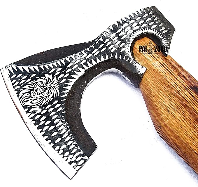 AX-9971 Custom Handmade Viking Hatchet Axe Carbon Steel Head Bearded Camping Tomahawk Battle Ax with Sheath