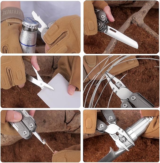 Multitool Pliers Pocket Knife Camping Tool Hiking Gear 17 in 1 Multi Tool,Foldable Stainless Steel Multi-Plier Multi-tool for Survival, Camping, Hunting, Fishing, Hiking