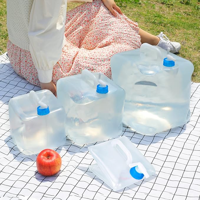 5.3 Gallon Collapsible Water Container with Spigot, Foldable Cube Water Jugs Portable Water Storage for Outdoors Camping Hiking (2pack)