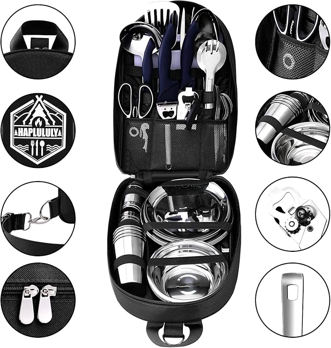 Camping Essentials Camping Accessories Gear Must Haves Camper Tent Camping Kitchen Rv Cooking Set Camping Cooking Utensils Set Supplies Gadgets Outdoor Stove Portable Picnic Gifts BBQ Stuff