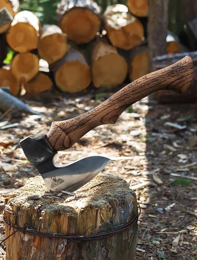 Camping Axes and Hatchets - 14" Forged Carving Axe with Leather Sheath, Survival Hatchet Splitting Axe for Chopping Camping Survival