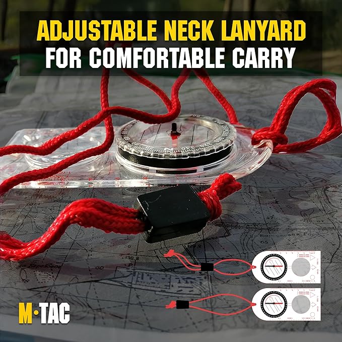 M-Tac Orienteering Compass for Map Reading - Baseplate Compass Survival Hiking Hunting Navigation
